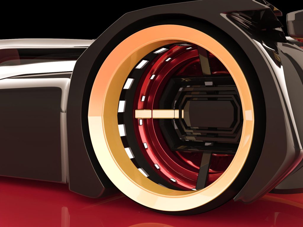 Brisk, a futuristic race car designed by Mahan Rasouli, inspired by the woodpecker, featuring aerodynamic elegance and cutting-edge performance.