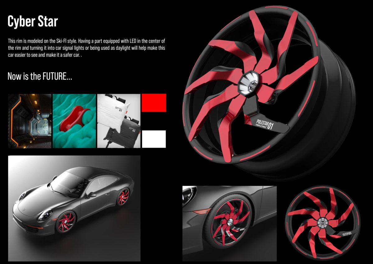 3D render of concept rim named Cyber Star by industrial designer Mahan Rasouli