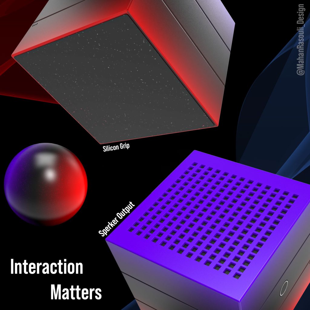 3D render of CubeSpeaker, an interactive speaker designed by Mahan Rasouli
