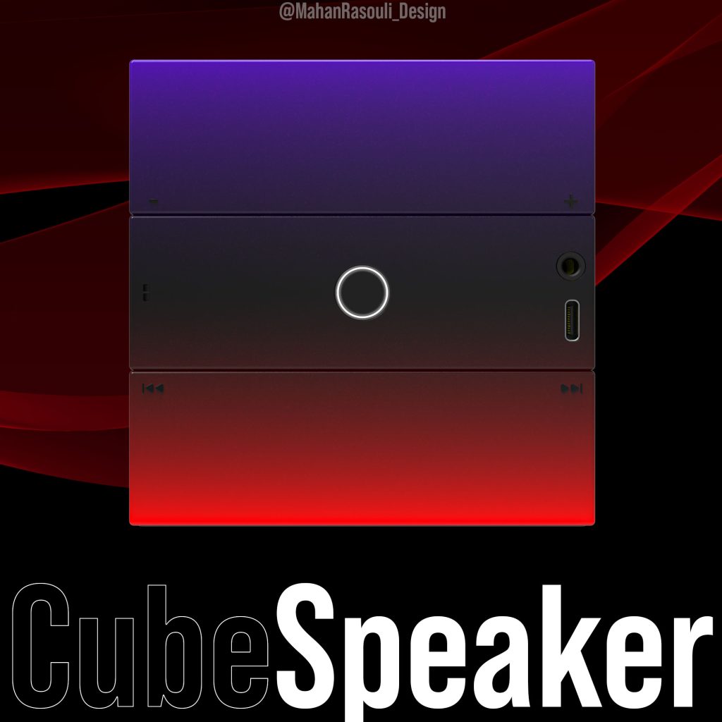 3D render of CubeSpeaker, an interactive speaker designed by Mahan Rasouli