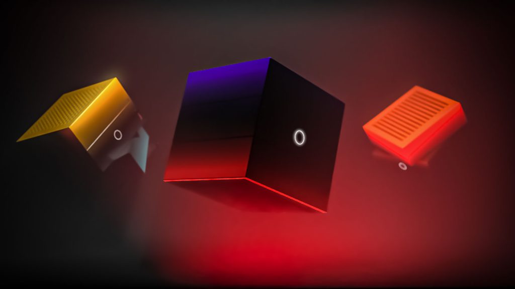 3D render of CubeSpeaker, an interactive speaker designed by Mahan Rasouli