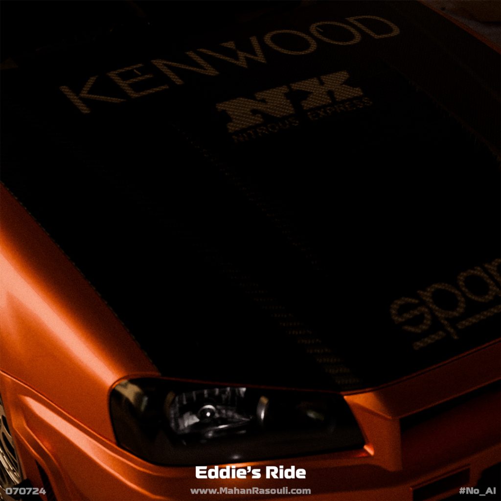 A high-quality render of Eddie’s Nissan GT-R R34 from Need for Speed Underground 1, featuring the iconic livery.