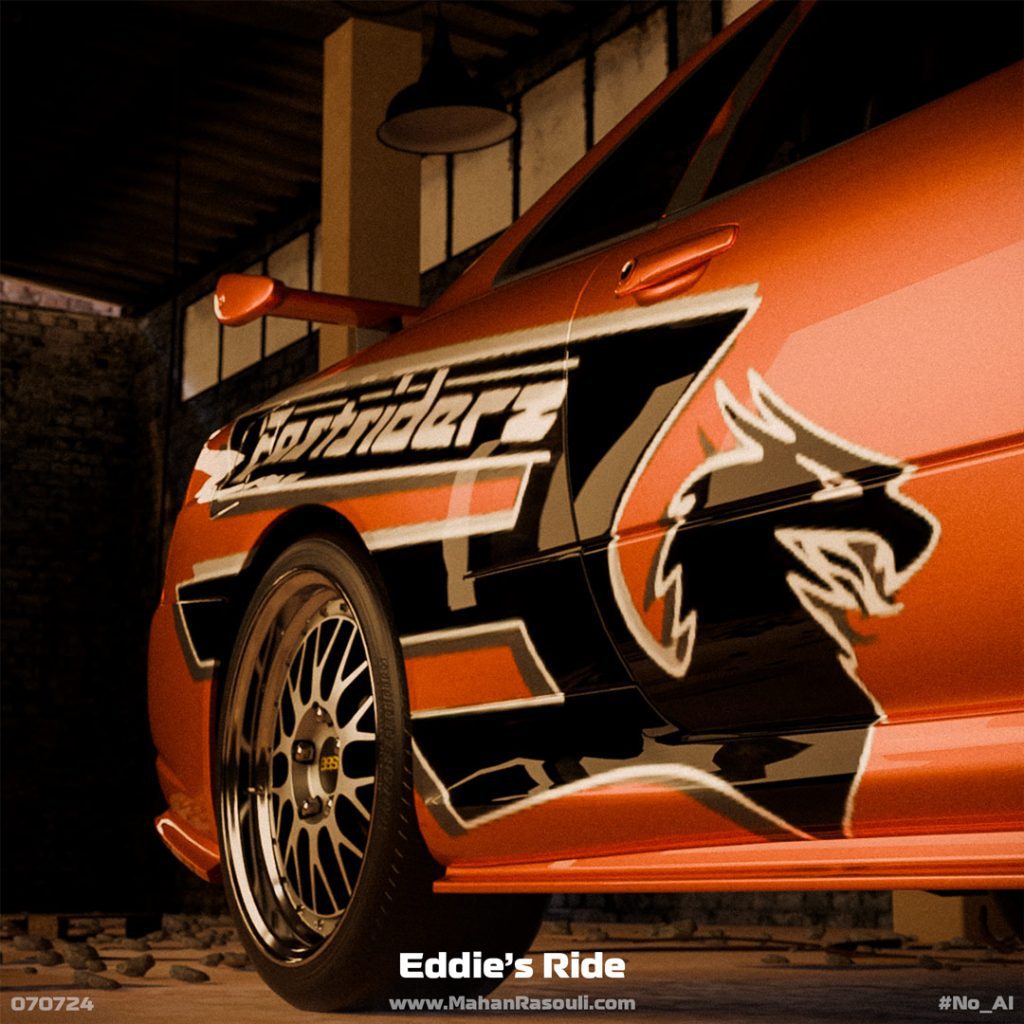 A high-quality render of Eddie’s Nissan GT-R R34 from Need for Speed Underground 1, featuring the iconic livery.