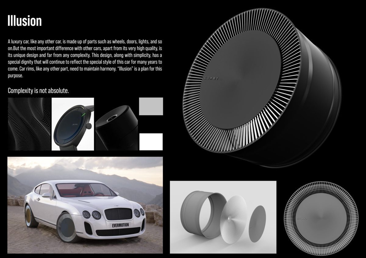 3D render of concept luxury chromic rim named Illusion by Mahan Rasouli