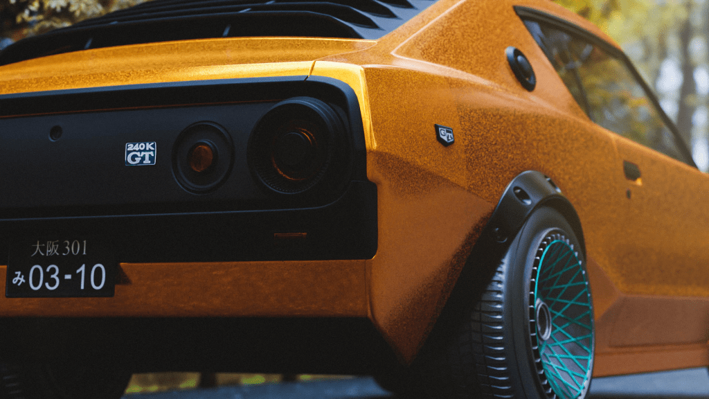 A high-quality render of the Nissan GT-R MK2, showcasing its legendary presence and aggressive design.