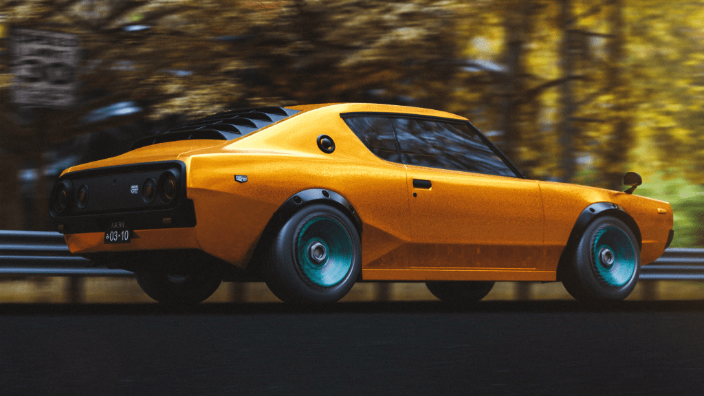 A high-quality render of the Nissan GT-R MK2, showcasing its legendary presence and aggressive design.