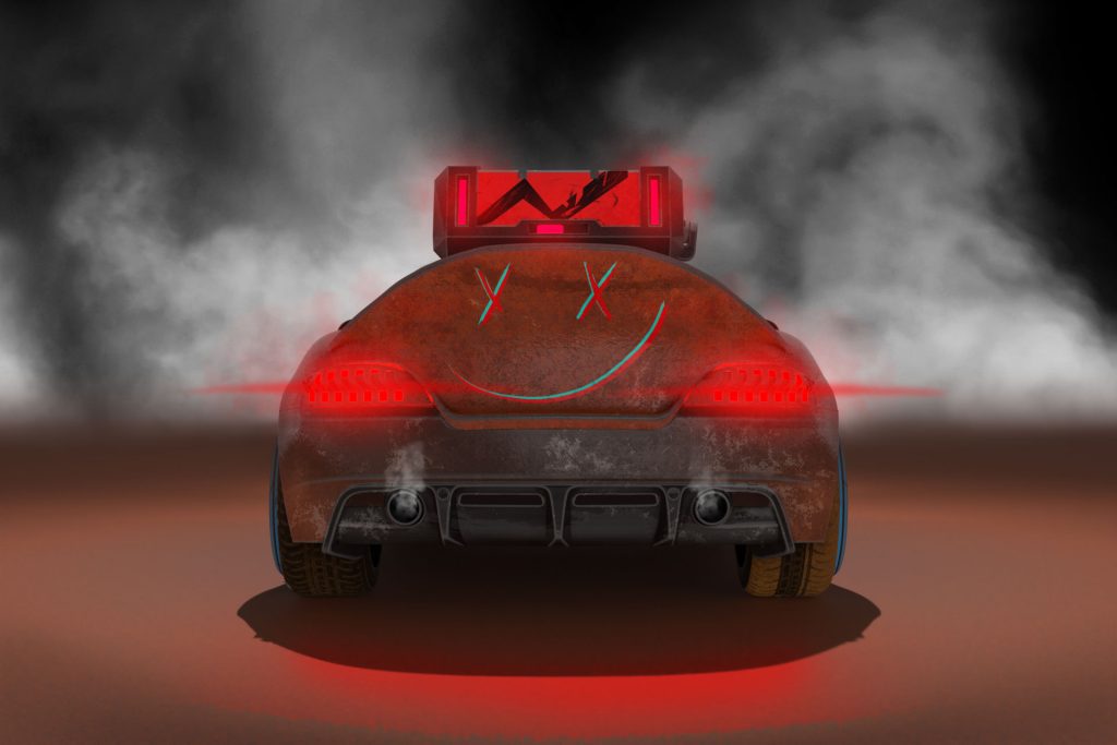A body kit designed by Mahan Rasouli for the Aston Martin DB9, inspired by the aggressive aesthetics of Rage 2.