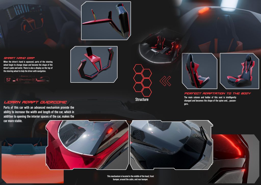 Mutant, a parametric design concept car by Mahan Rasouli, where mathematical precision meets innovative transportation design.