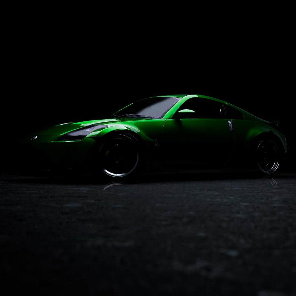 A high-quality render of Rachel’s Nissan 350Z from Need for Speed Underground 2, featuring the iconic blue and orange livery.