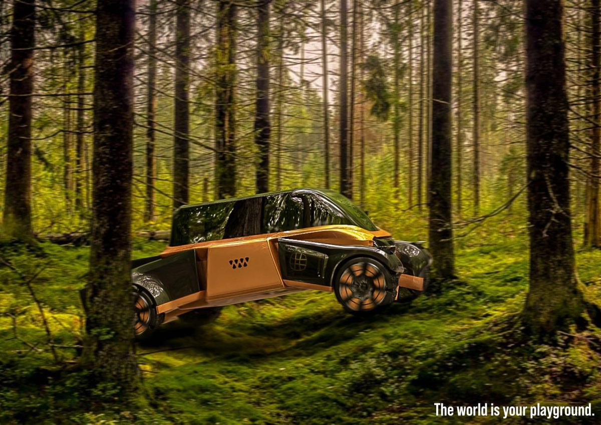 Nemesis, an off-road pickup 4-passenger vehicle designed by Mahan Rasouli, built to tackle any obstacle with ease.