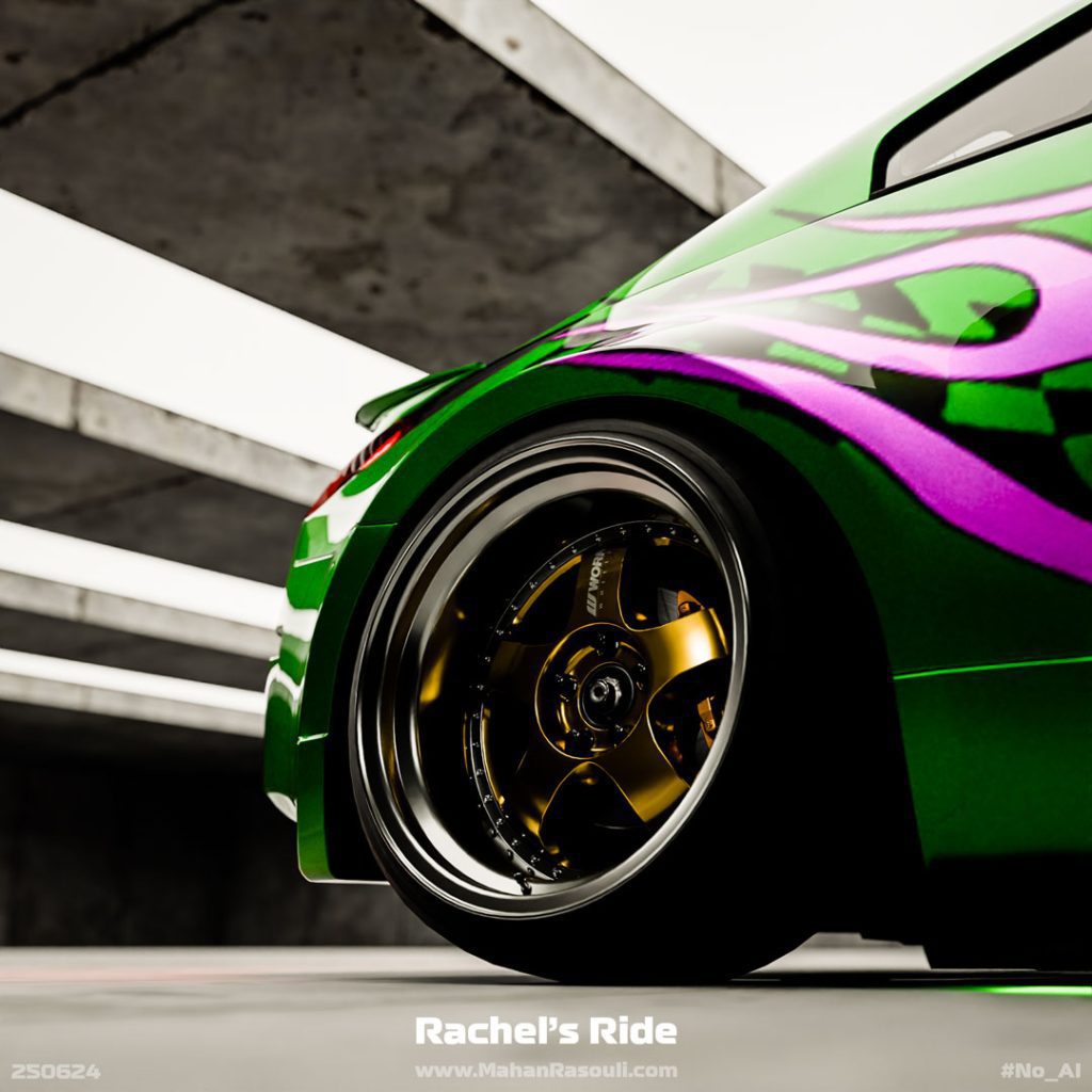 A high-quality render of Rachel’s Nissan 350Z from Need for Speed Underground 2, featuring the iconic blue and orange livery.