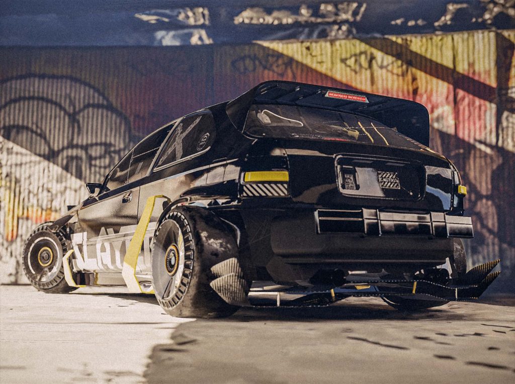 Slayer, a custom body kit designed for the Honda Civic 1997, featuring aggressive aerodynamics and a futuristic street-racing aesthetic.