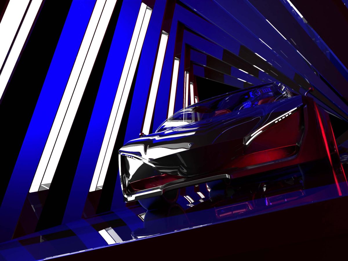 Volcano, a two-seat sports car designed by Mahan Rasouli, inspired by the sleek and dynamic elements of Japanese automotive design.