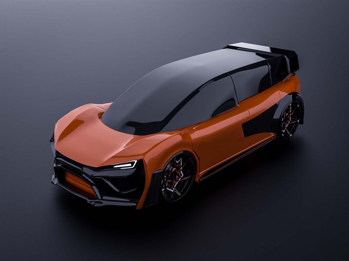 Zigma, a concept car designed by Mahan Rasouli, combining the power and aggression of muscle cars with the practicality and compactness of hatchbacks.