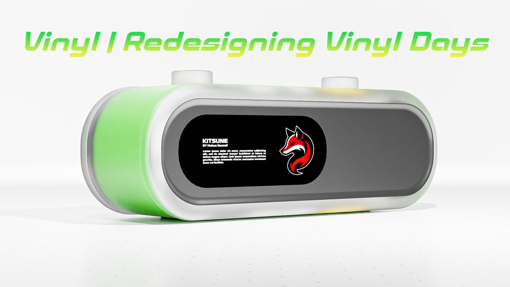 3D render of Vinyl, a retro digital clock with glassmorphism design by Mahan Rasouli