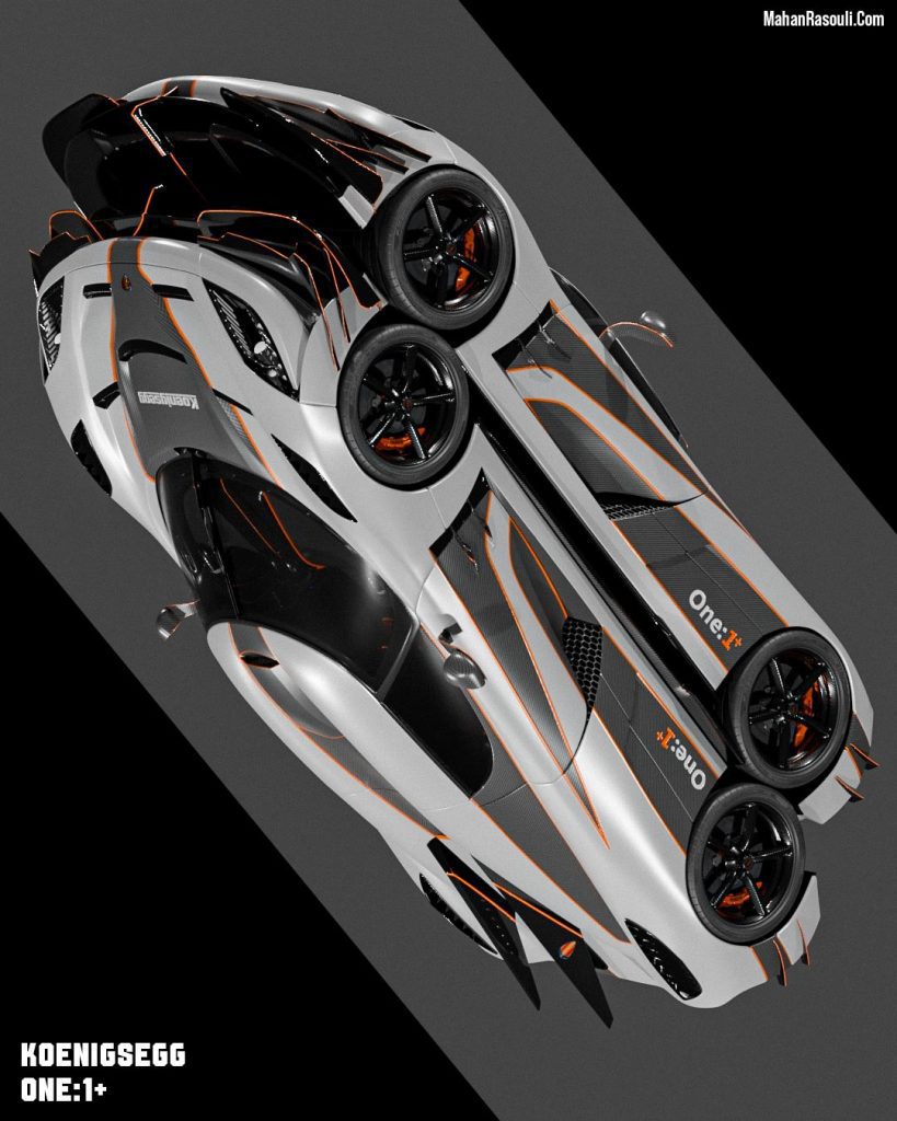A high-quality poster design featuring the Koenigsegg Agera One:1, highlighting its sleek aerodynamics and engineering excellence through a visually compelling composition.