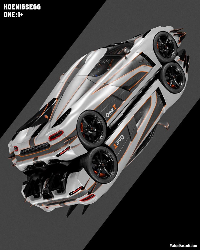 A high-quality poster design featuring the Koenigsegg Agera One:1, highlighting its sleek aerodynamics and engineering excellence through a visually compelling composition.