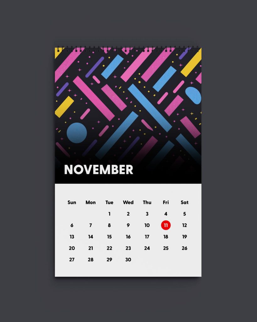 A sleek, modern calendar design with a minimalist aesthetic, featuring clean typography and a functional layout.