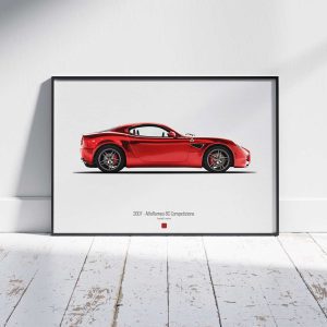 Minimal automotive art of 2007 - AlfaRomeo 8C Competizione from the Asphalt Lunatics collection; sharp lines and a bold visual statement.