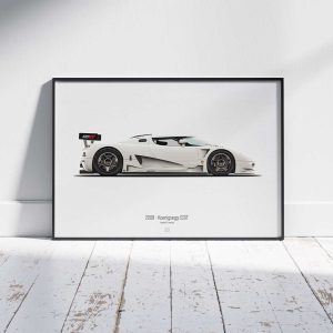 Minimal automotive art of 2008 - Koenigsegg CCGT from the Asphalt Lunatics collection; sharp lines and a bold visual statement.