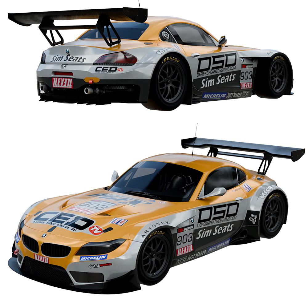 High-quality 2010 BMW Z4 GT3 3D Model created in Blender, showcasing realistic design, details, and textures for automotive visualization and creative projects.