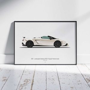 Minimal automotive art of 2012 - Lamborghini Gallardo LP570-4 Spyder Permormante from the Asphalt Lunatics collection; sharp lines and a bold visual statement.