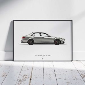 Minimal automotive art of 2013 - Mercedes - Benz E63 S AMG from the Asphalt Lunatics collection; sharp lines and a bold visual statement.