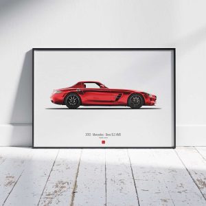 Minimal automotive art of 2013 - Mercedes - Benz SLS AMG from the Asphalt Lunatics collection; sharp lines and a bold visual statement.