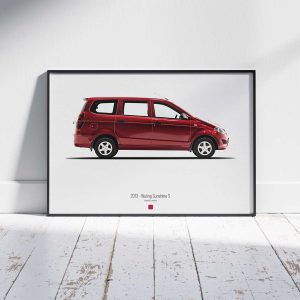 Minimal automotive art of 2013 - Wuling Sunshine S from the Asphalt Lunatics collection; sharp lines and a bold visual statement.