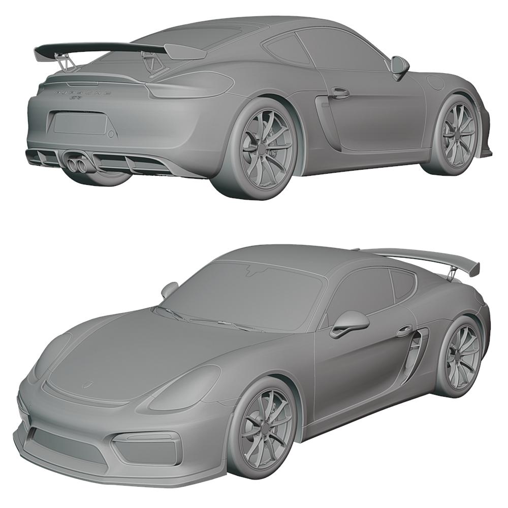 High-quality 2016 Porsche Cayman GT4 3D Model created in Blender, showcasing realistic design, details, and textures for automotive visualization and creative projects.