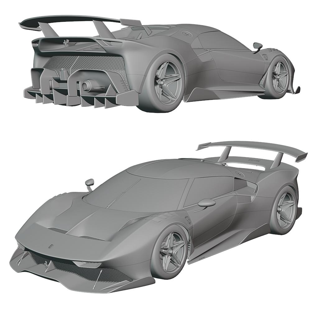 High-quality 2017 Ferrari P80C 3D Model created in Blender, showcasing realistic design, details, and textures for automotive visualization and creative projects.