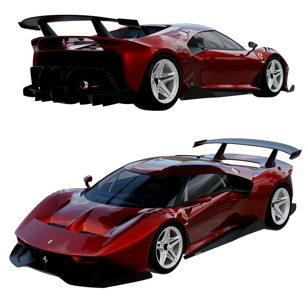 High-quality 2017 Ferrari P80C 3D Model created in Blender, showcasing realistic design, details, and textures for automotive visualization and creative projects.