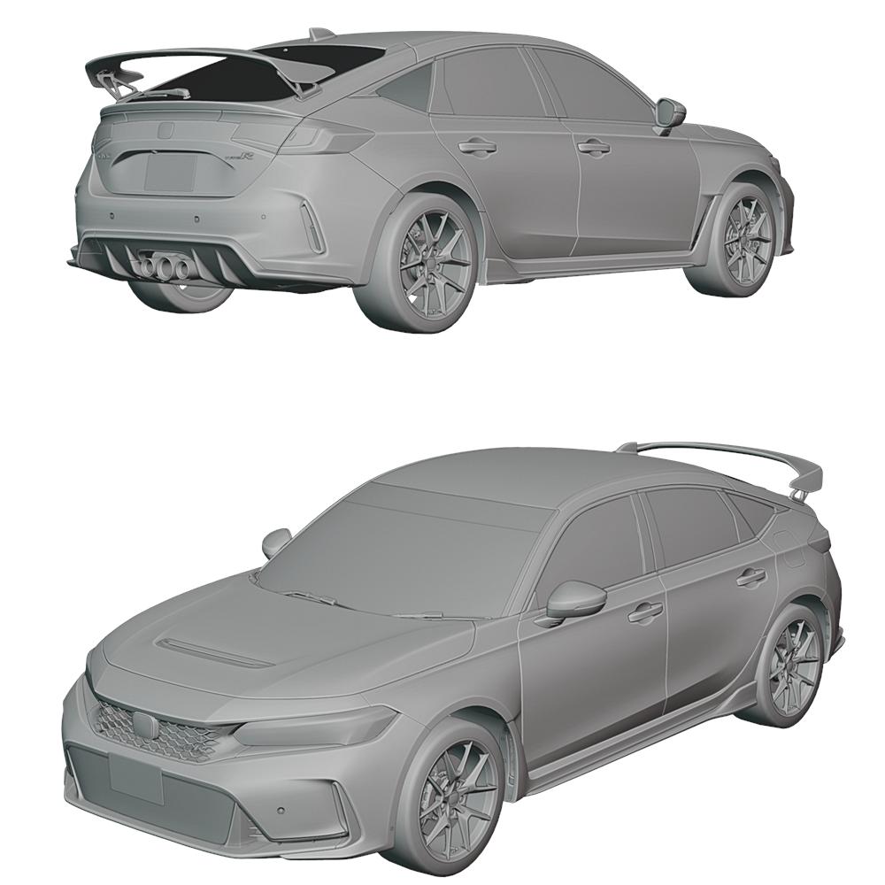 High-quality 2022 Honda Civic Type-R FL5 3D Model created in Blender, showcasing realistic design, details, and textures for automotive visualization and creative projects.