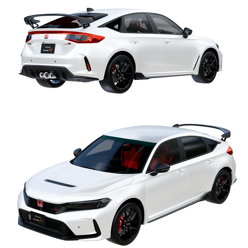 High-quality 2022 Honda Civic Type-R FL5 3D Model created in Blender, showcasing realistic design, details, and textures for automotive visualization and creative projects.