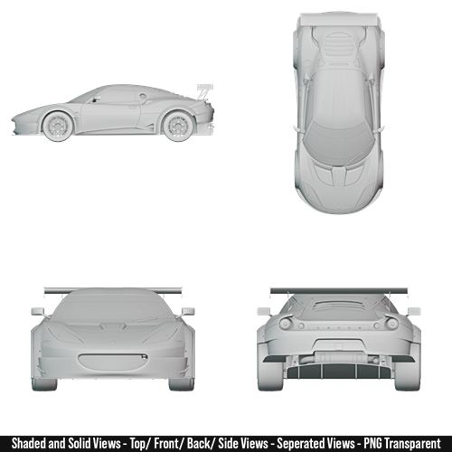 High-quality blueprint of a 2014 Lous Evora GTC showing multiple detailed views of the vehicle. The image includes a precise left side profile, a top-down view, a direct front view, and a direct rear view. The blueprint captures the car’s aerodynamic body lines, headlights, taillights, wheels, spoiler, bumpers, and overall proportions with realistic accuracy. Designed for car enthusiasts, designers, and modelers, this blueprint highlights every angle of the car in sharp detail, perfect for reference or creative projects.