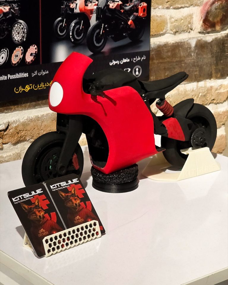 Mahan Rasouli, an Industrial Designer, Showcasing his latest Motorcycle Design named as Kitsune OMNI at Tehran Design Week Exhibition.