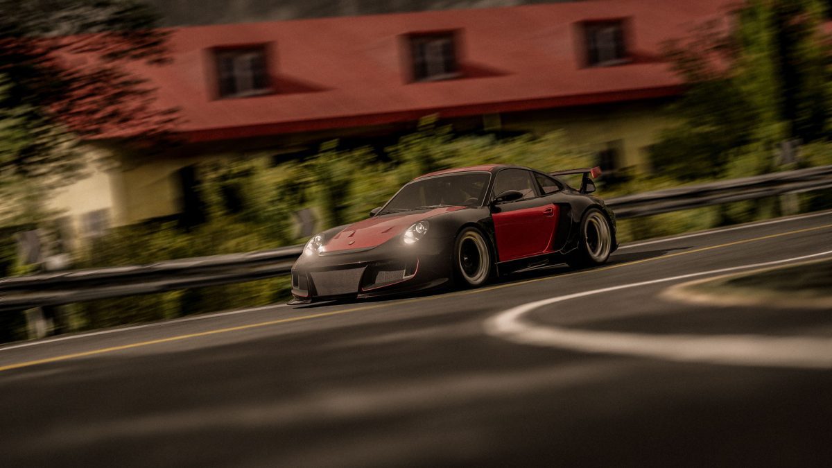 Need for Speed Undercover Rose Largo Porsche 997 GT2 Realistic Render in a twisty, designed by Mahan Rasouli.