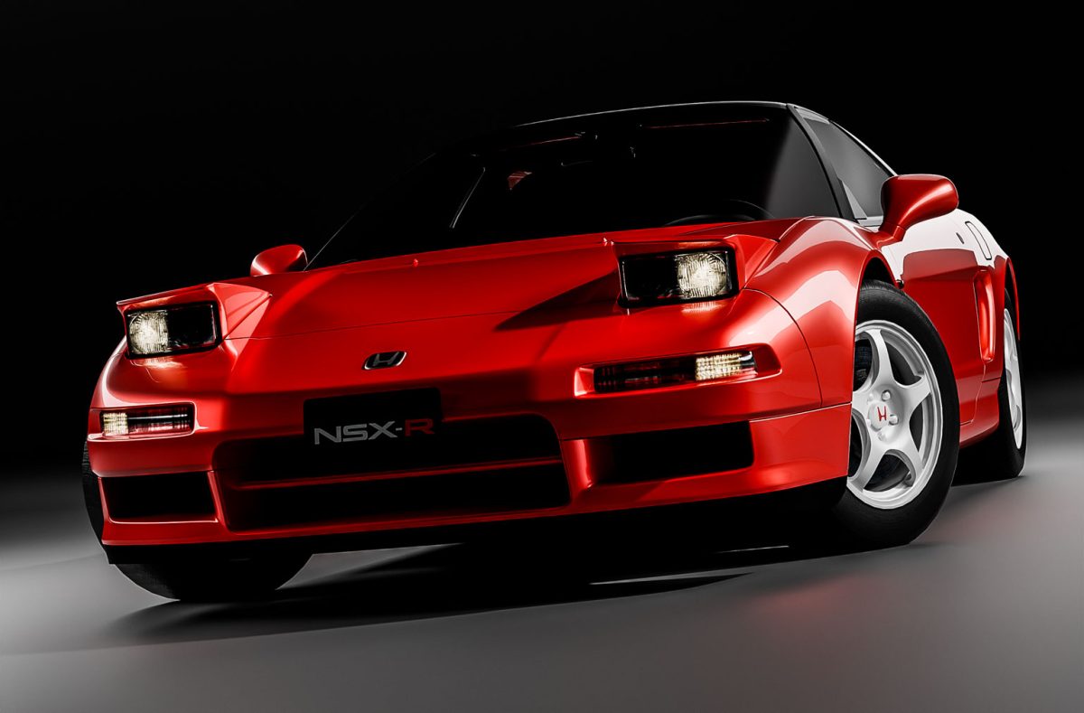 Honda NSX 1992 In red color rendered by Mahan Rasouli in a minimal studio with professional lighting